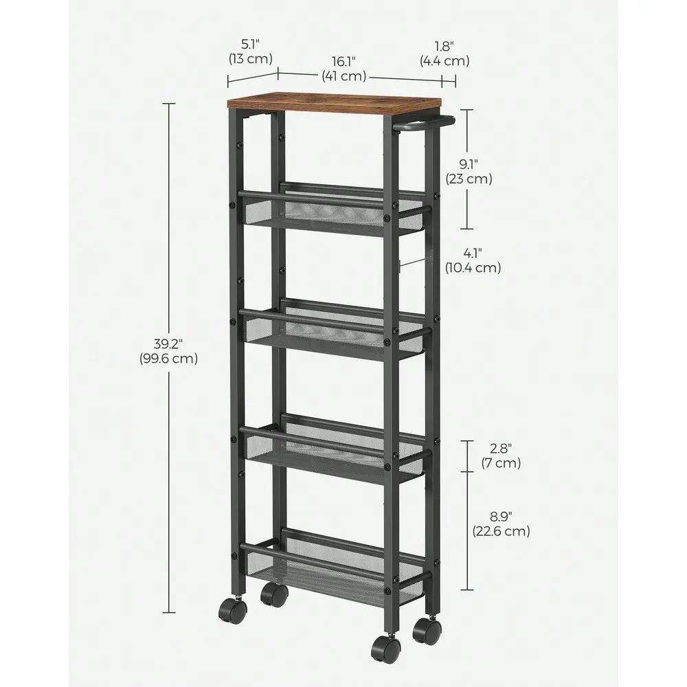 Slim Rolling Cart, 5Tier Storage Cart, Narrow Carts With Handle, 5.1 Inches Deep, Metal Frame, For Kitchen, Dining Room, Living
Slim Rolling Cart, 5Tier Storage Cart, Narrow Carts With Handle, 5.1 Inches Deep, Metal Frame, For Kitchen, Dining Room, Living