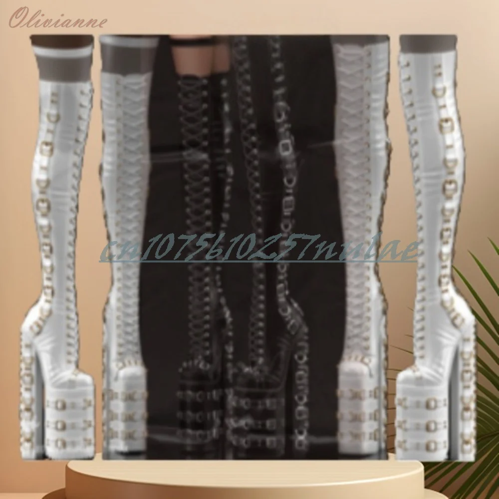 Solid Super Platform Buckle Belts Strap Over the Knee Boots Chunky High Heel Party Lady's Women Shoes 2026 Sexy Hot Para Mujere
Solid Super Platform Buckle Belts Strap Over the Knee Boots Chunky High Heel Party Lady's Women Shoes 2026 Sexy Hot Para Mujere