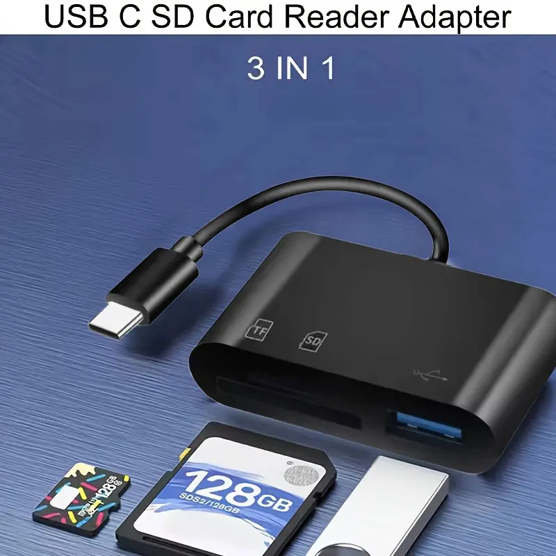 3 in 1 Type C Adapter TF SD Memory Card Reader OTG High Speed USB Card Connector TypeC Adapter
3 in 1 Type C Adapter TF SD Memory Card Reader OTG High Speed USB Card Connector TypeC Adapter