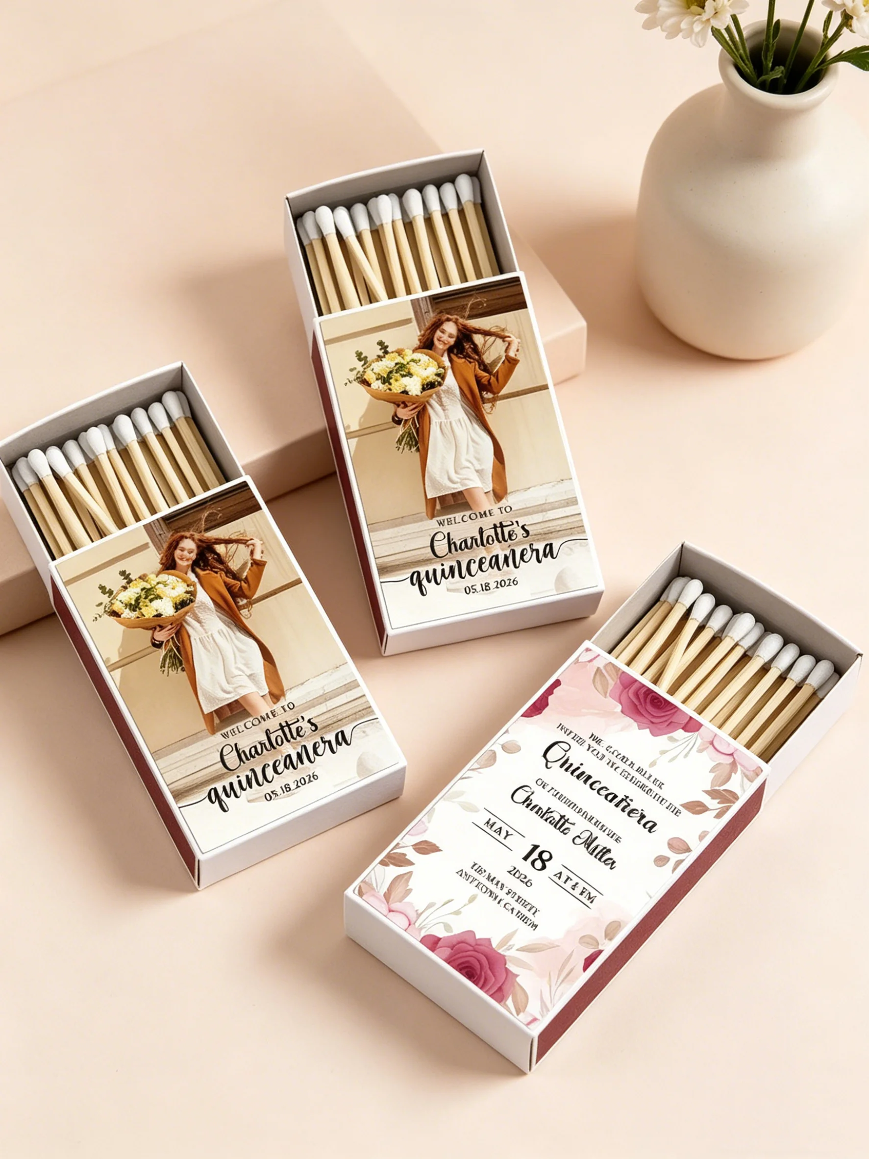 Custom Photo Quinceanera Matchboxes Personalized Art Matchbooks Bulk Party Favors Birthday Gift for Her
Custom Photo Quinceanera Matchboxes Personalized Art Matchbooks Bulk Party Favors Birthday Gift for Her