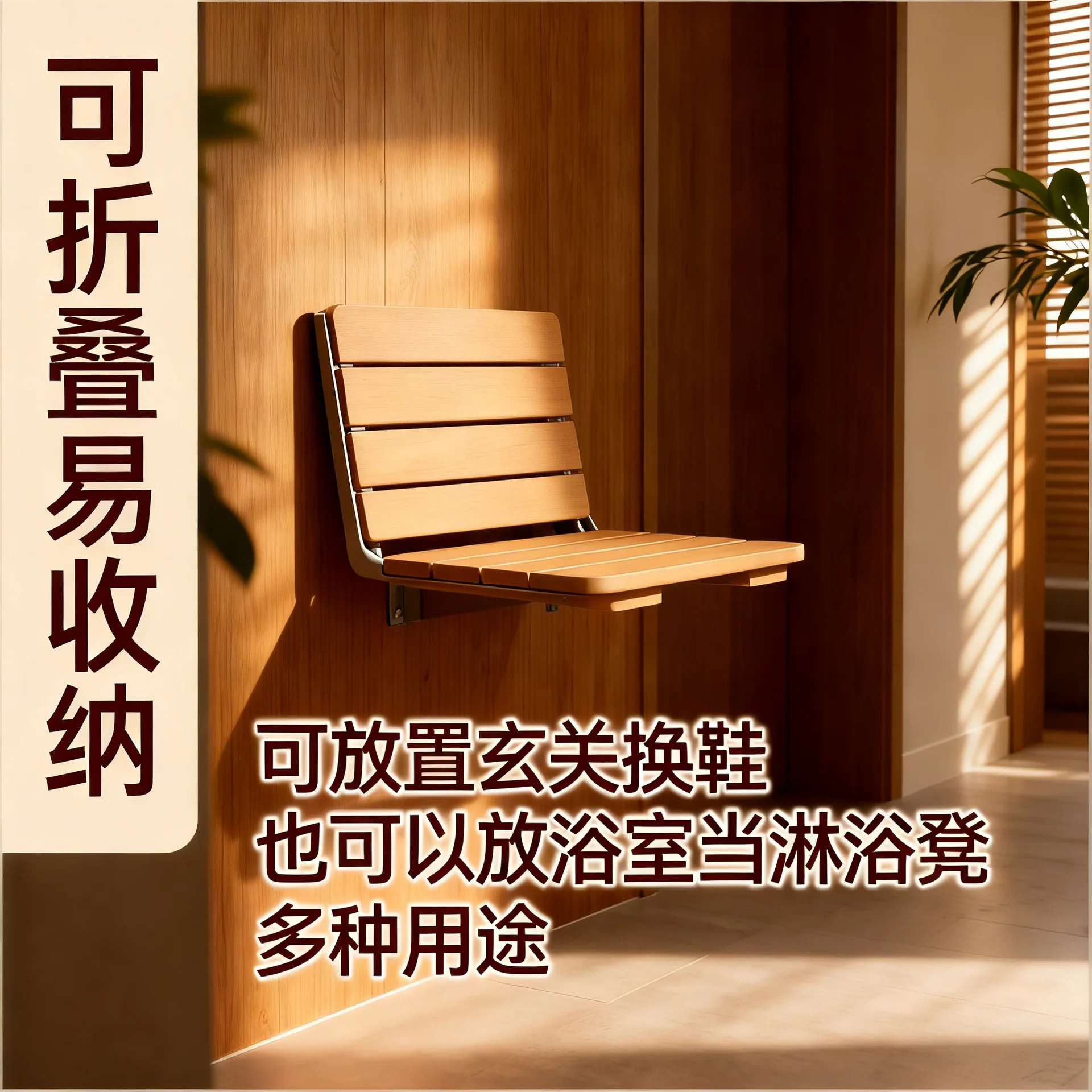 Solid Wood Folding Shower Stool, Foldable Multi-Purpose Stool for Entryway and Shoe Changing, Wall-Mounted, Non-Slip
Solid Wood Folding Shower Stool, Foldable Multi-Purpose Stool for Entryway and Shoe Changing, Wall-Mounted, Non-Slip