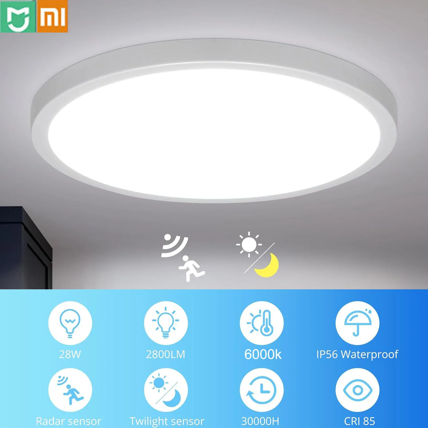 30W Ceiling Light Rander Sensor Light Ultra thin LED Ceiling Lamp Waterproof For Living Room Bathroom Hallway Lighting Fixture
30W Ceiling Light Rander Sensor Light Ultra thin LED Ceiling Lamp Waterproof For Living Room Bathroom Hallway Lighting Fixture