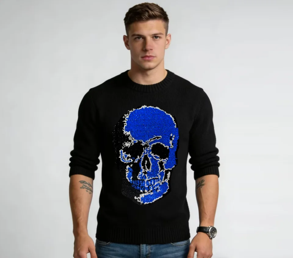 New Designer Rhinestone pullover sweater winter Men's tees drop shipping
New Designer Rhinestone pullover sweater winter Men's tees drop shipping
