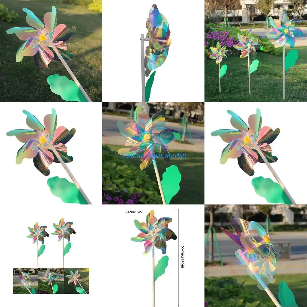 090B Large Lawn Decoration Wind Spinner Reflective Pinwheels with Stakes Eye Catching for Garden Children Outdoor Activities
090B Large Lawn Decoration Wind Spinner Reflective Pinwheels with Stakes Eye Catching for Garden Children Outdoor Activities