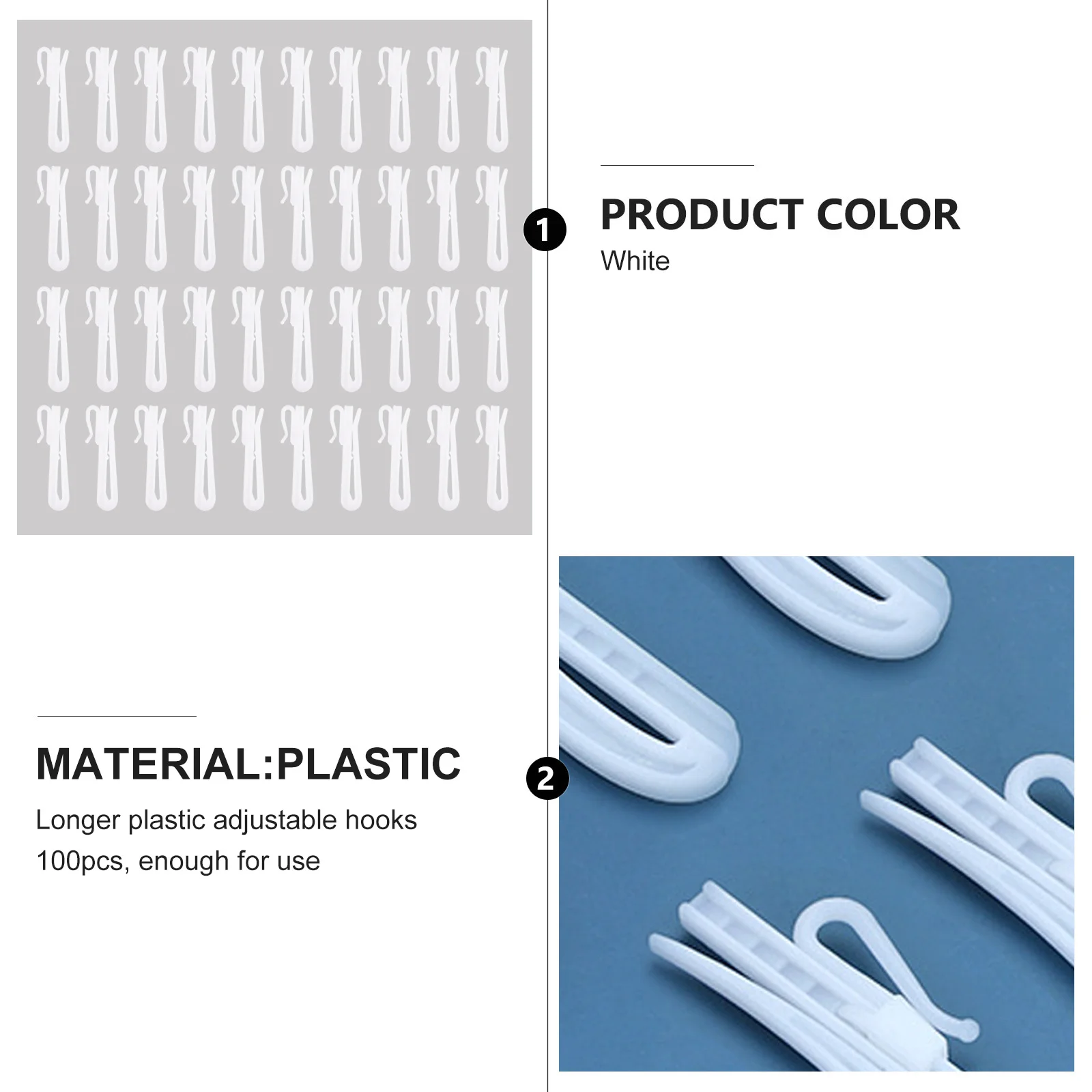 100pcs Adjustable Curtain Hooks Plastic Smooth Edge Drapes Hanging Clip For Home Window Shower Curtain Accessories
100pcs Adjustable Curtain Hooks Plastic Smooth Edge Drapes Hanging Clip For Home Window Shower Curtain Accessories