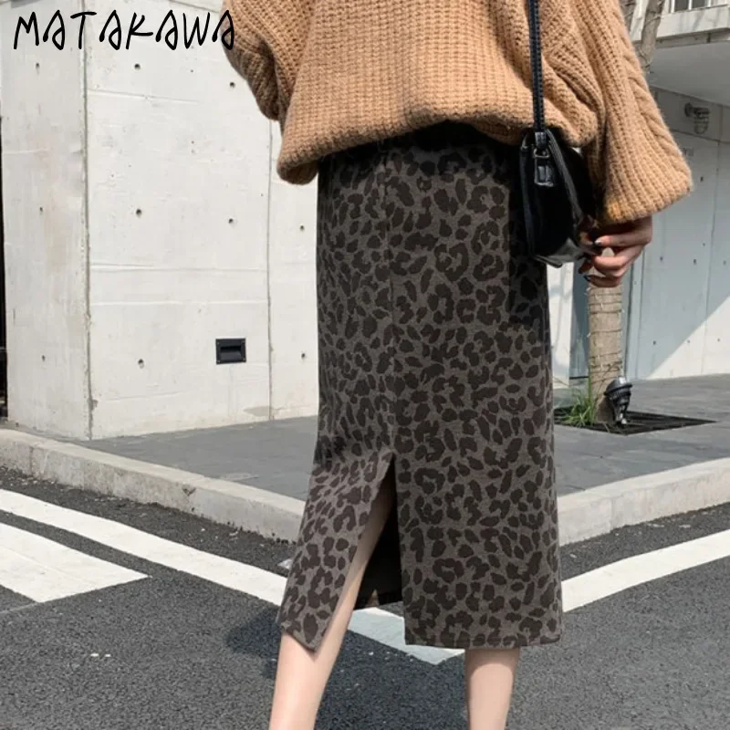 Matakawa Leopard Woolen Skirts Women Autumn Winter Korean Fashion Elegant Faldas Mujer A-line Back Slit Simple Long Skirt
Matakawa Leopard Woolen Skirts Women Autumn Winter Korean Fashion Elegant Faldas Mujer A-line Back Slit Simple Long Skirt