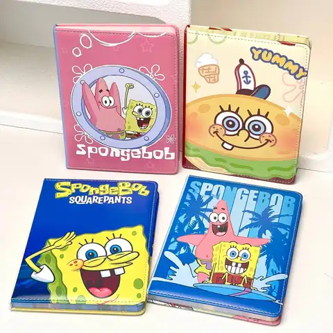 Cute SpongeBob Patrick A5 Leather Notebook Color Inner Pages Cartoon Journal Planner Hard Cover Notepad Lovely Stationery Gift