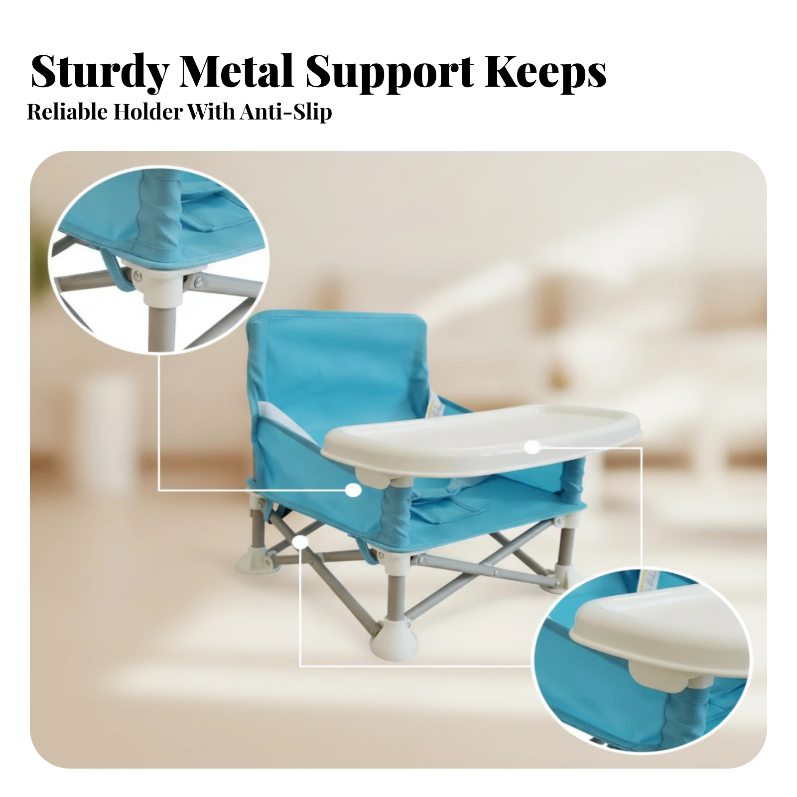 Foldable Feeding Chair Metal Frame Children's Feeding Chair Portable Booster Seat Padded
Foldable Feeding Chair Metal Frame Children's Feeding Chair Portable Booster Seat Padded