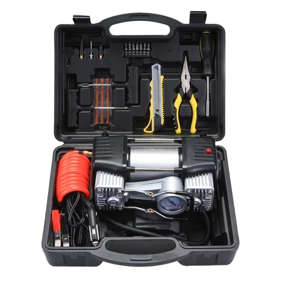 Air Compressor Tire Inflator Portable Air Pump For Car Tires With Emergency LED Light And Repair Kit
Air Compressor Tire Inflator Portable Air Pump For Car Tires With Emergency LED Light And Repair Kit