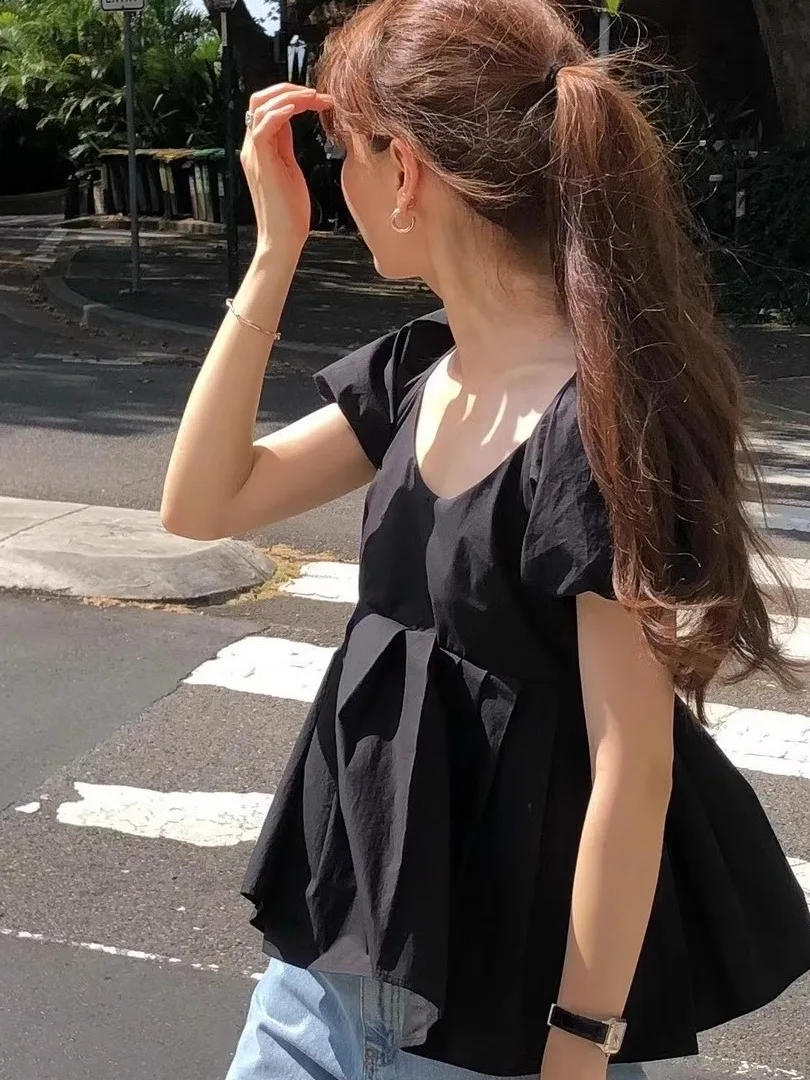 Романтический Bubble Sve ort Sve Плиссированный irt Blogger Sle Корейский ретро Faion Женский Busin Повседневный круглый топ Ne 
Романтический Bubble Sve ort Sve Плиссированный irt Blogger Sle Корейский ретро Faion Женский Busin Повседневный круглый топ Ne