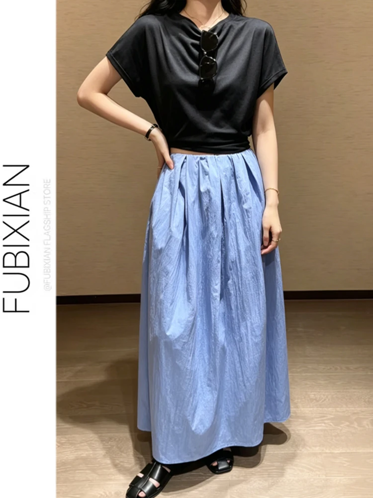 Simple Versatile Elastic Waist Pleated Long Half Skirt Floral Bouffant Skirt without Waistband Blue Casual Spring New Arrival
Simple Versatile Elastic Waist Pleated Long Half Skirt Floral Bouffant Skirt without Waistband Blue Casual Spring New Arrival
