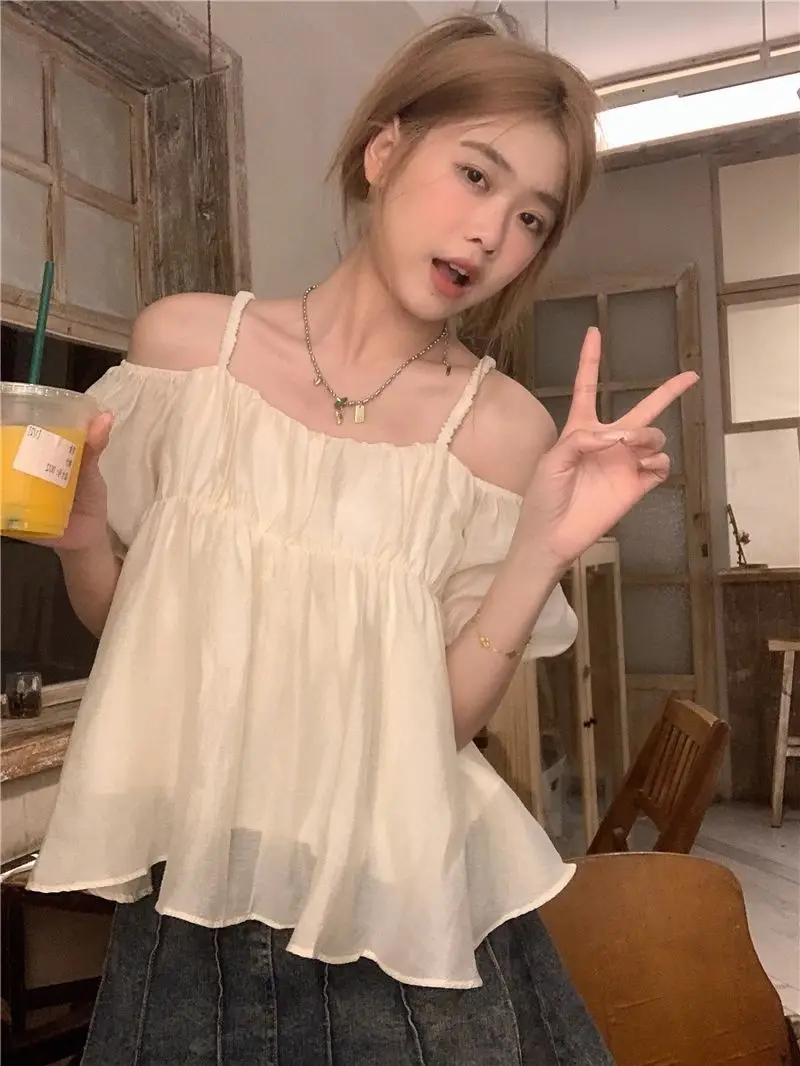Korean Fashion New Strapless Chiffon Shirt Female Summer Pretty Chic Slash Neck Off Shoulder A Line Loose Short Blouses 2024
Korean Fashion New Strapless Chiffon Shirt Female Summer Pretty Chic Slash Neck Off Shoulder A Line Loose Short Blouses 2024