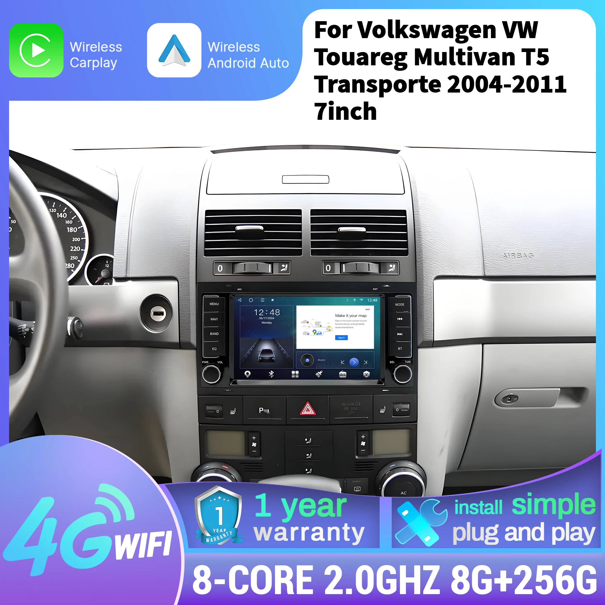 7 inch Car Radio For Volkswagen VW Touareg Multivan T5 Transporte 2004-2009 2010 2011 Wireless BT CarPlay Head Unit Touch Screen
7 inch Car Radio For Volkswagen VW Touareg Multivan T5 Transporte 2004-2009 2010 2011 Wireless BT CarPlay Head Unit Touch Screen