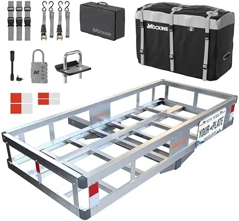 Mockins 49" Aluminum Hitch Cargo Carrier & 20 Cu Ft Waterproof Bag | 500 lbs Capacity | Fits 2" Receiver
Mockins 49" Aluminum Hitch Cargo Carrier & 20 Cu Ft Waterproof Bag | 500 lbs Capacity | Fits 2" Receiver