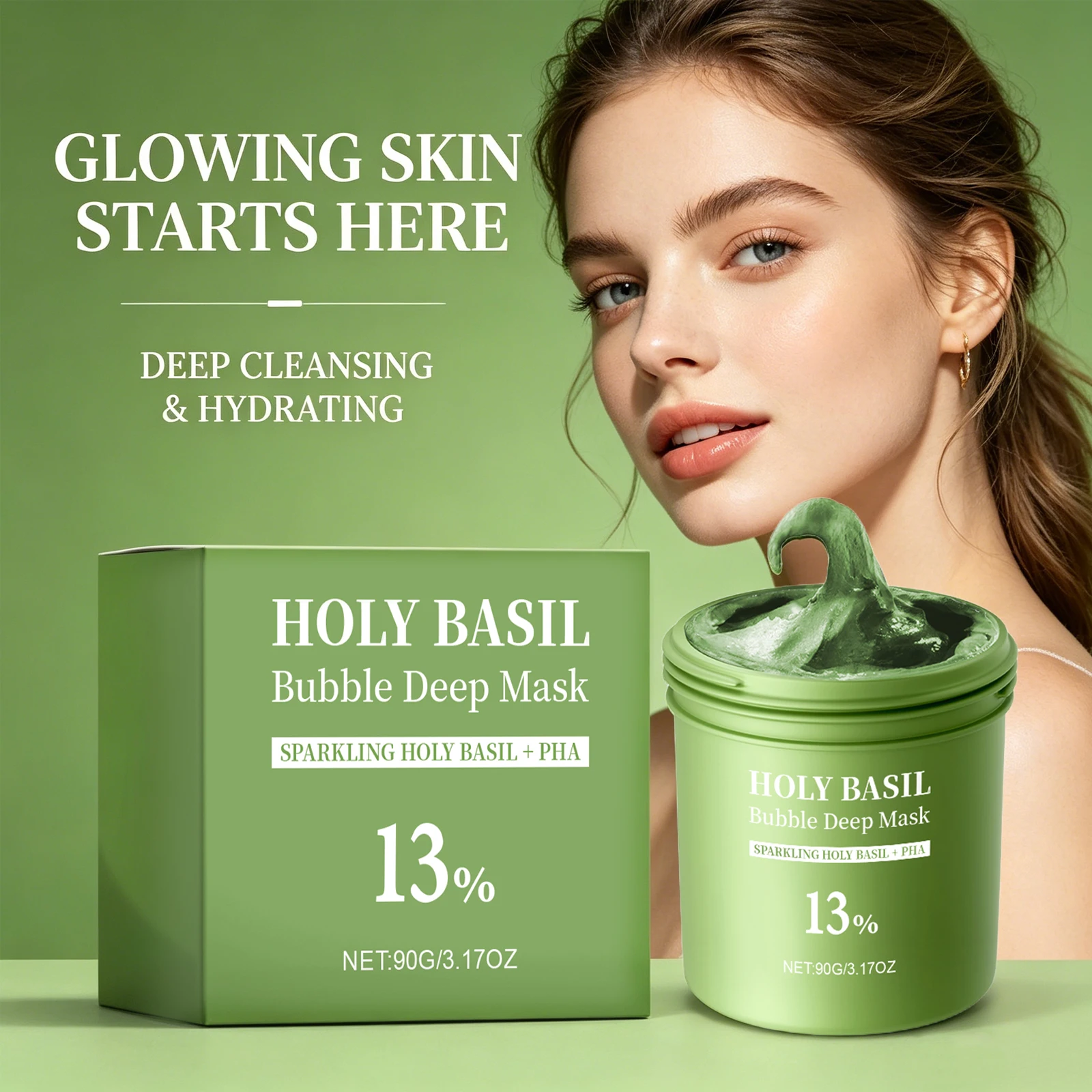 Holy Basil Bubble Cleansing Mask Exfoliating Hydrating Oil Control Efficient Cleansing Face Pores Facial Mud Mask For Skin Care
Holy Basil Bubble Cleansing Mask Exfoliating Hydrating Oil Control Efficient Cleansing Face Pores Facial Mud Mask For Skin Care