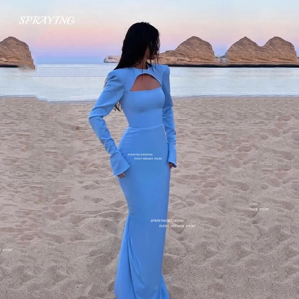 SPRAYING Simple Ligt Blue Black White Women Evening Dresses Formal Party Dress Long Sleeves O-Neck Occasion Night Gowns Custom M
SPRAYING Simple Ligt Blue Black White Women Evening Dresses Formal Party Dress Long Sleeves O-Neck Occasion Night Gowns Custom M