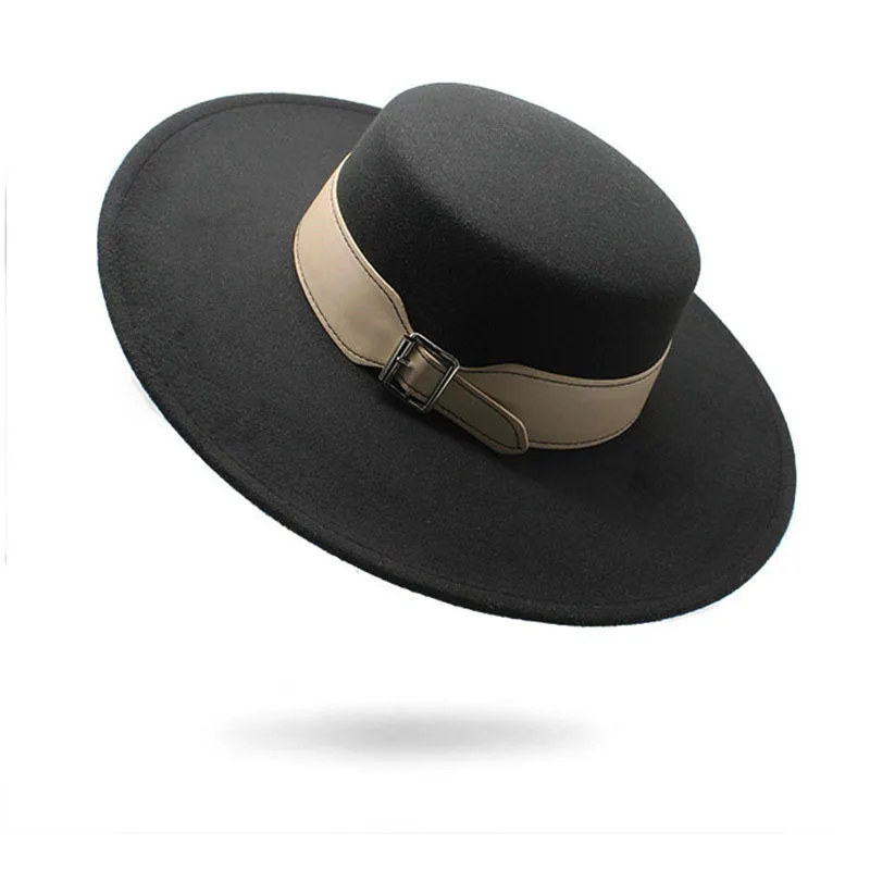 European And American Black Flat Top Cap Big Brim Woolen Bowler Hat Women S Autumn And Winter British Wild Men S Outdoor Hat
European And American Black Flat Top Cap Big Brim Woolen Bowler Hat Women S Autumn And Winter British Wild Men S Outdoor Hat