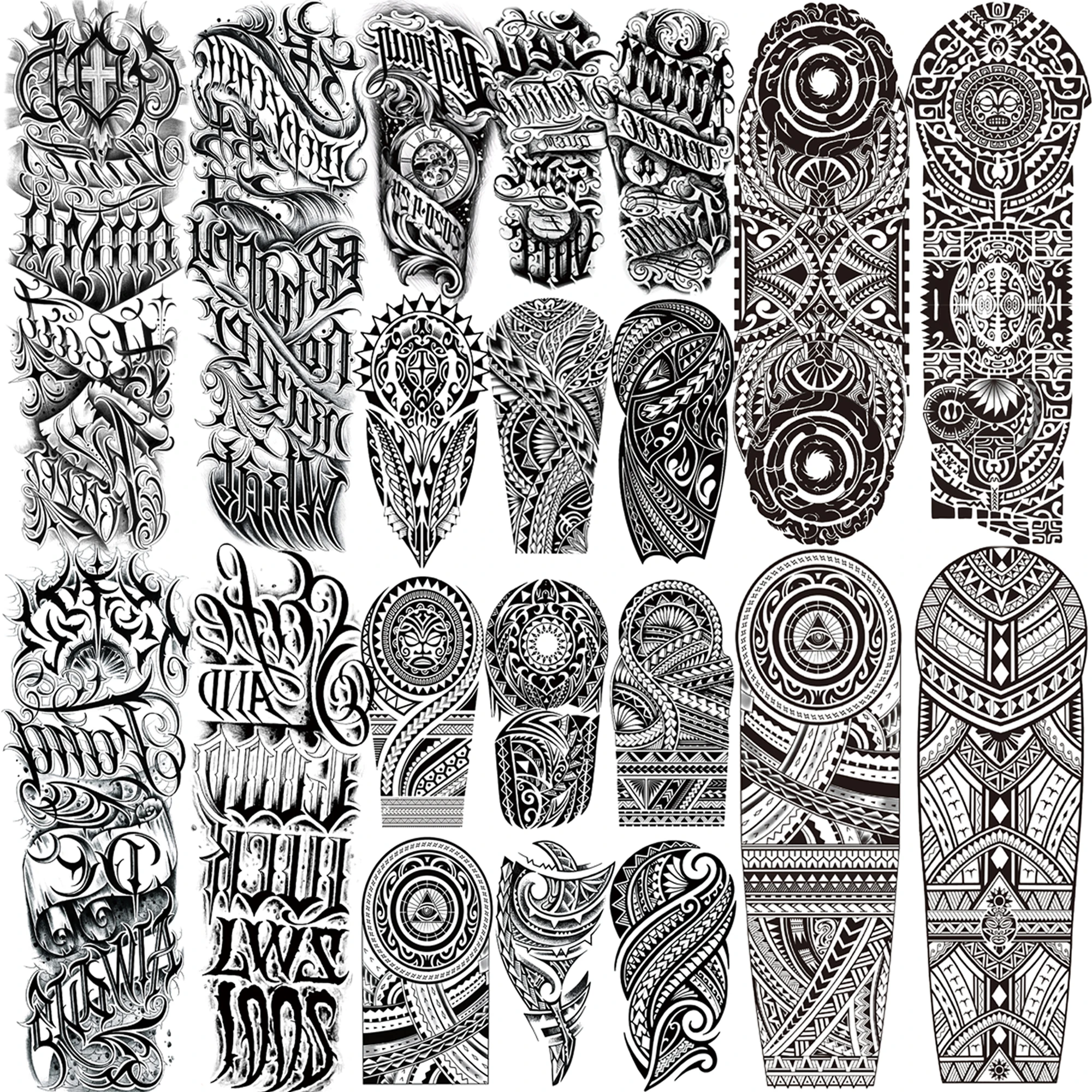 1 Sheet Tribal Temporary Tattoos For Men Adults Full Sleeve Tattoo Sticker Maori Totem Inspirational Words Letter Water Transfer
1 Sheet Tribal Temporary Tattoos For Men Adults Full Sleeve Tattoo Sticker Maori Totem Inspirational Words Letter Water Transfer