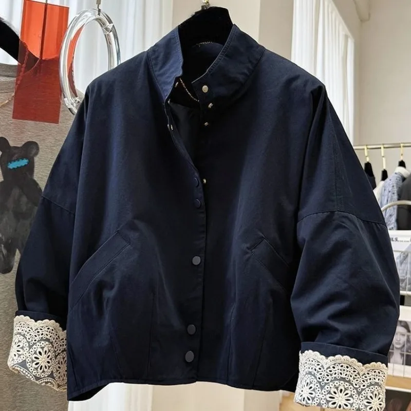 Women's Unique Spring and Autumn Lace Patchwork Stand Up Collar Short Casual Jacket Small Windbreaker
Women's Unique Spring and Autumn Lace Patchwork Stand Up Collar Short Casual Jacket Small Windbreaker