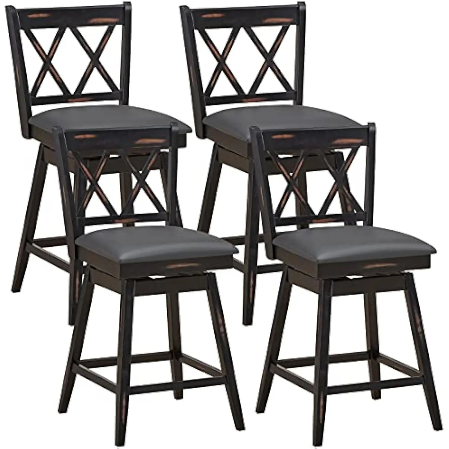 Bar Stool Set of 4, 360 ° Swivel Counter Height 25 英寸 Bar Stool with Foot Rest Upholstered Cushion & Ergonomic Backrest, Stur
Bar Stool Set of 4, 360 ° Swivel Counter Height 25 英寸 Bar Stool with Foot Rest Upholstered Cushion & Ergonomic Backrest, Stur