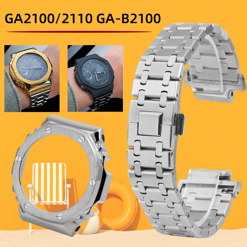 For Casio G-Shock Ga-2100 Ga2100 Ga2110 Ga-b2100 Stainless Steel Strap Metal Bracelet Case Strap Set CasiOak Mod Kit Accessories
For Casio G-Shock Ga-2100 Ga2100 Ga2110 Ga-b2100 Stainless Steel Strap Metal Bracelet Case Strap Set CasiOak Mod Kit Accessories