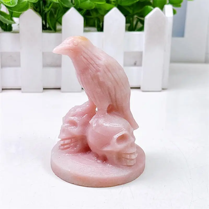 Natural Pink Opal Crow With Skull Carving Handmade Carved For Halloween Christmas Home Decoration Crafts Gift 1pcs
Natural Pink Opal Crow With Skull Carving Handmade Carved For Halloween Christmas Home Decoration Crafts Gift 1pcs