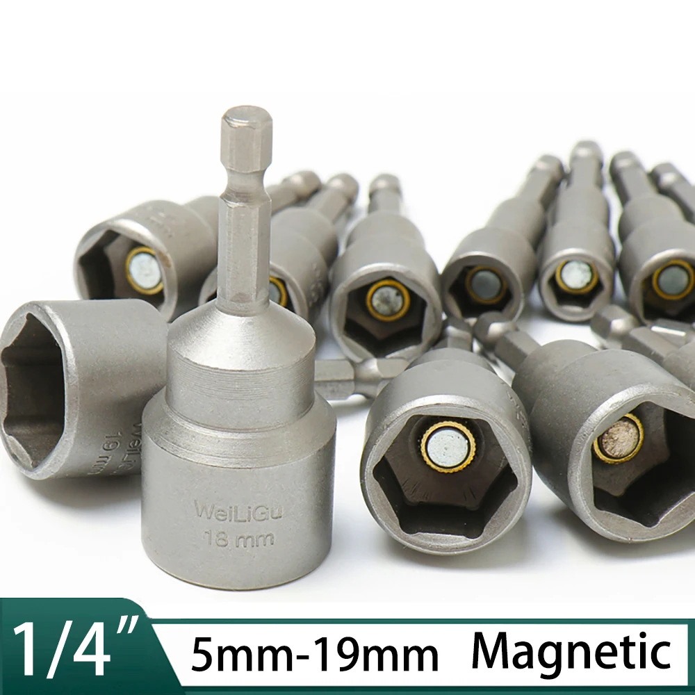 1Pcs 5mm-19mm Impact Socket Magnetic Nut Screwdriver 1/4" Hex Drill Bit Set Adapter For Power Drills Impact Drivers Socket
1Pcs 5mm-19mm Impact Socket Magnetic Nut Screwdriver 1/4" Hex Drill Bit Set Adapter For Power Drills Impact Drivers Socket