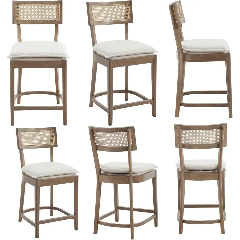 Set of 6, 26 Upholstered Cane Back Counter Stools, Rattan Design for Kitchen Island/Home Bar/Restaurant, Light Brown+White
Set of 6, 26 Upholstered Cane Back Counter Stools, Rattan Design for Kitchen Island/Home Bar/Restaurant, Light Brown+White
