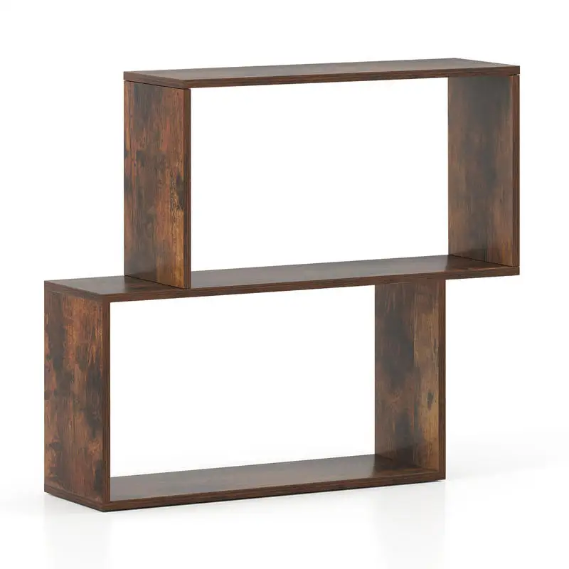 3-Tier Geometric Bookshelf Freestanding Wooden Bookcase with 2 Cubic Compartments-Brown
3-Tier Geometric Bookshelf Freestanding Wooden Bookcase with 2 Cubic Compartments-Brown