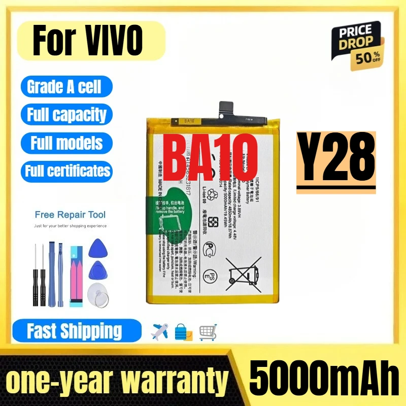 BA10 for VIVO Y28 Mobile Phone Battery 0 Cycle High Quality High Capacity Battery Replacement Bateria Grade A Cell with Tools
BA10 for VIVO Y28 Mobile Phone Battery 0 Cycle High Quality High Capacity Battery Replacement Bateria Grade A Cell with Tools