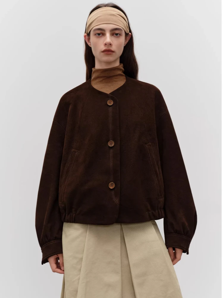 Casual O-neck Genuine Leather Jackets for Women Spring Autumn 2026 High-end Simple Vintage Short Deer Texture Real Goatskin Coat
Casual O-neck Genuine Leather Jackets for Women Spring Autumn 2026 High-end Simple Vintage Short Deer Texture Real Goatskin Coat