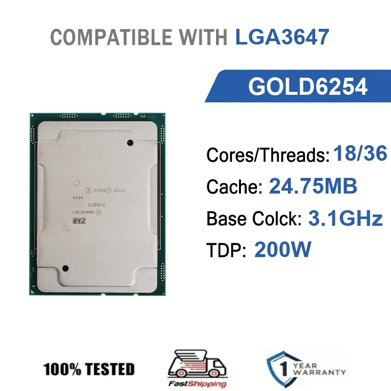 Intel Xeon GOLD6254 18 Core 36 Thread 3.10GHz 200W 24.75MB Cache 14nm LGA3647 SRF92 DDR4 2933 MHz Cascade Lake
Intel Xeon GOLD6254 18 Core 36 Thread 3.10GHz 200W 24.75MB Cache 14nm LGA3647 SRF92 DDR4 2933 MHz Cascade Lake
