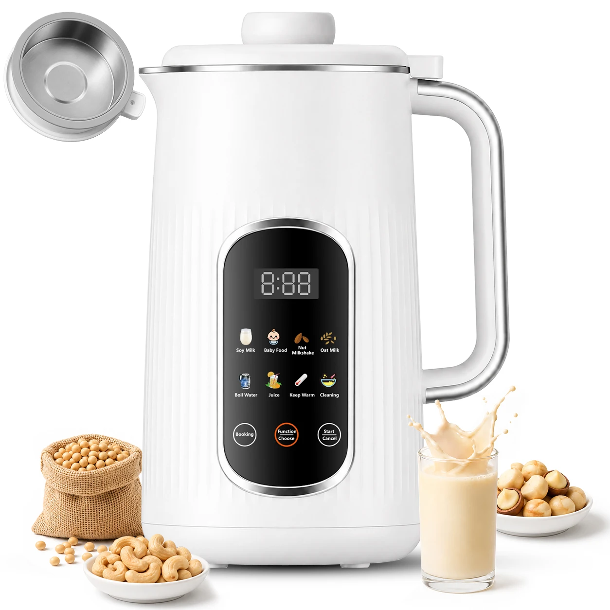 ( stainless steel inner lid)8 in 1 Nut Milk Maker Machine, 42oz IMD Screen Almond Milk Maker, Soy Milk Maker with Self-Cleaning, Delay Start, Keep Warm, Boil Water, Automatic Plant-Based Milk Blender for Soybean, Oat, Coconut/soy milk maker
( stainless steel inner lid)8 in 1 Nut Milk Maker Machine, 42oz IMD Screen Almond Milk Maker, Soy Milk Maker with Self-Cleaning, Delay Start, Keep Warm, Boil Water, Automatic Plant-Based Milk Blender for Soybean, Oat, Coconut/soy milk maker