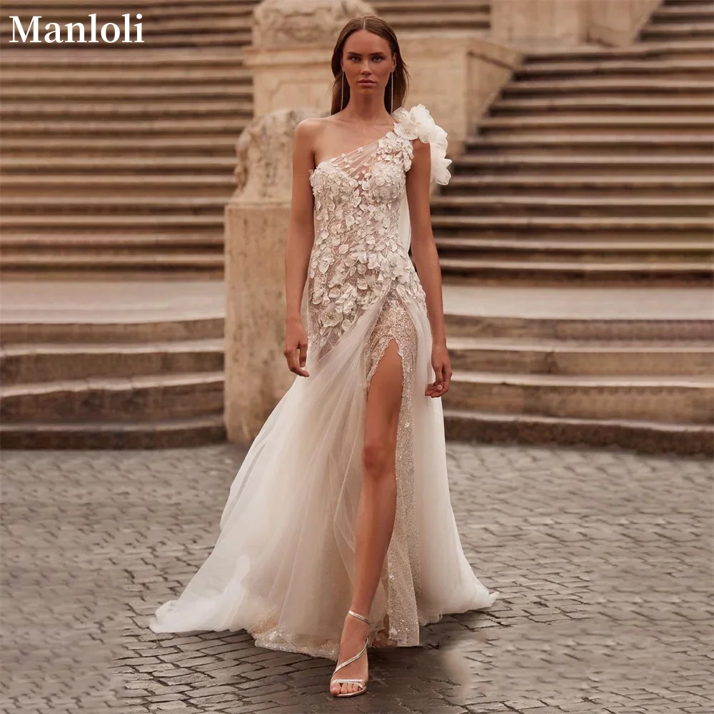 Elegant One Shoulder Wedding Dress Charming Lace Decal Bride Dress Shoulder High Split Mermaid Bridal Dress Customization
Elegant One Shoulder Wedding Dress Charming Lace Decal Bride Dress Shoulder High Split Mermaid Bridal Dress Customization