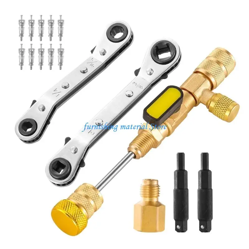 Y5GD Comprehensive Refrigerator Valves Cores Removal Tool With 10 Replacement Cores And 4 In 1 Wrenches Bit Adapters
Y5GD Comprehensive Refrigerator Valves Cores Removal Tool With 10 Replacement Cores And 4 In 1 Wrenches Bit Adapters