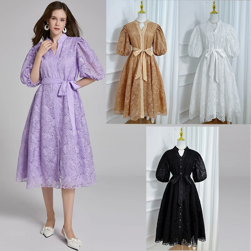 Summer Luxury Formal Evening Lace Dresses Women Single Breasted Short Sleeve Elegant Belt Lace Up Party Birthday Long Dress
Summer Luxury Formal Evening Lace Dresses Women Single Breasted Short Sleeve Elegant Belt Lace Up Party Birthday Long Dress