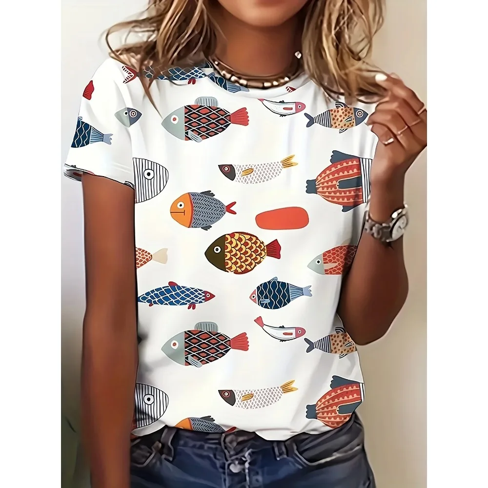 Summer Colorful Fish 3D Print T-Shirts Women's Short Sleeve O-Neck T Shirt Fashion Casual Tees Harajuku Y2k Tops Female Clothing
Summer Colorful Fish 3D Print T-Shirts Women's Short Sleeve O-Neck T Shirt Fashion Casual Tees Harajuku Y2k Tops Female Clothing