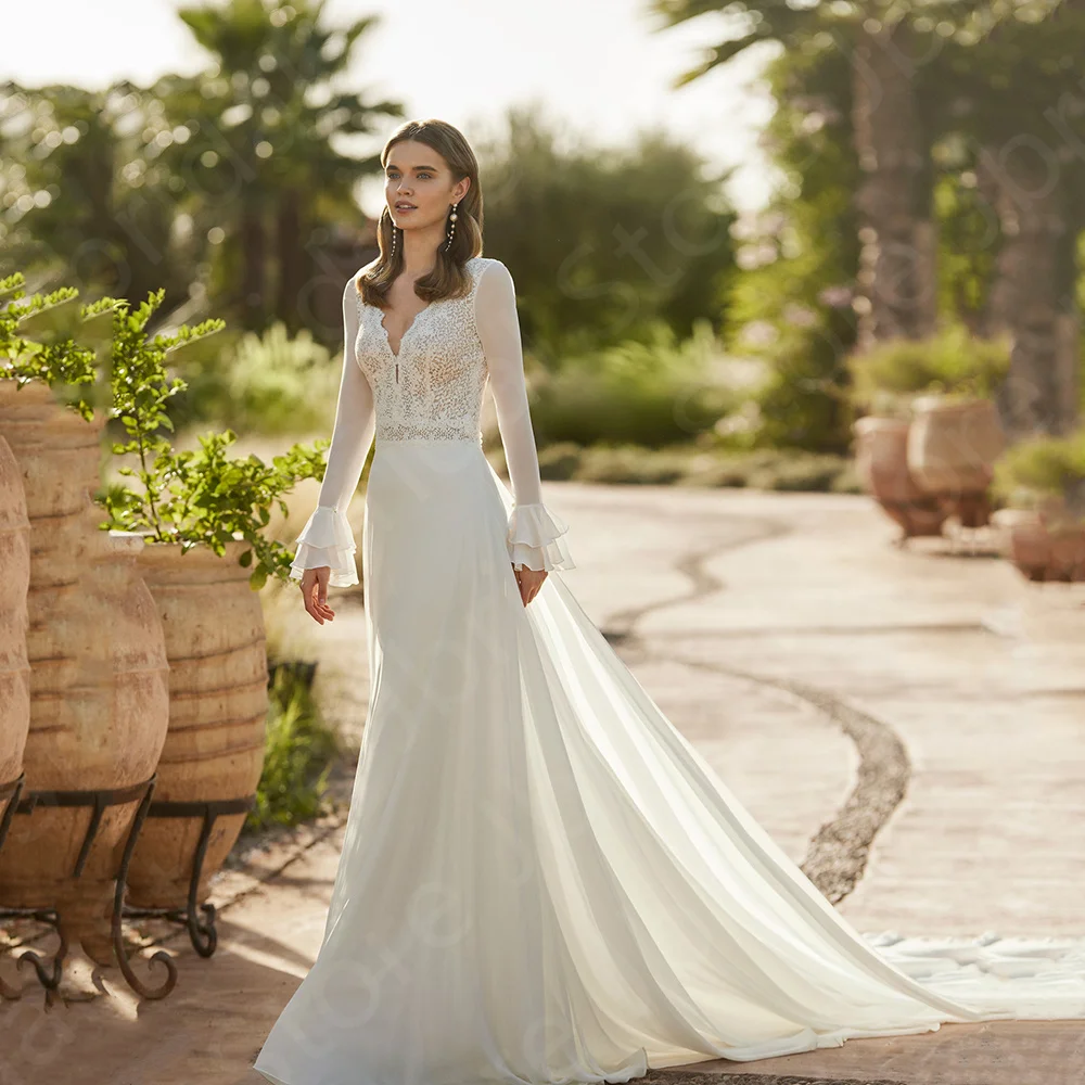 Charming On Sale Lace Wedding Dresses Long Sleeves Bridal Gowns 2024 Beach Bride Dress Boho Wedding Gowns V Neck Illusion Back
Charming On Sale Lace Wedding Dresses Long Sleeves Bridal Gowns 2024 Beach Bride Dress Boho Wedding Gowns V Neck Illusion Back
