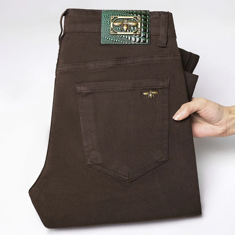 Coffee colored jeans men's summer new fashion light luxury trend clothing slim fit small foot elastic casual pants
Coffee colored jeans men's summer new fashion light luxury trend clothing slim fit small foot elastic casual pants