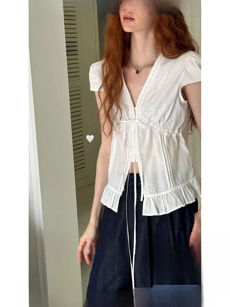 Summer Poetic Vintage Cotton irt Women's Waist-Cinching Tu-Gown ort-Sve Bow-Tied irt Briti Sle Commute Wind
Summer Poetic Vintage Cotton irt Women's Waist-Cinching Tu-Gown ort-Sve Bow-Tied irt Briti Sle Commute Wind