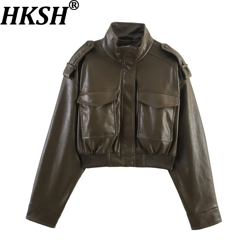 HKSH 2026 Spring Autumn New Women PU Leather Jacket Stand Collar Pocket Sholid Color Motorcycle Streetwear Punk Ins Coat HK18427
HKSH 2026 Spring Autumn New Women PU Leather Jacket Stand Collar Pocket Sholid Color Motorcycle Streetwear Punk Ins Coat HK18427
