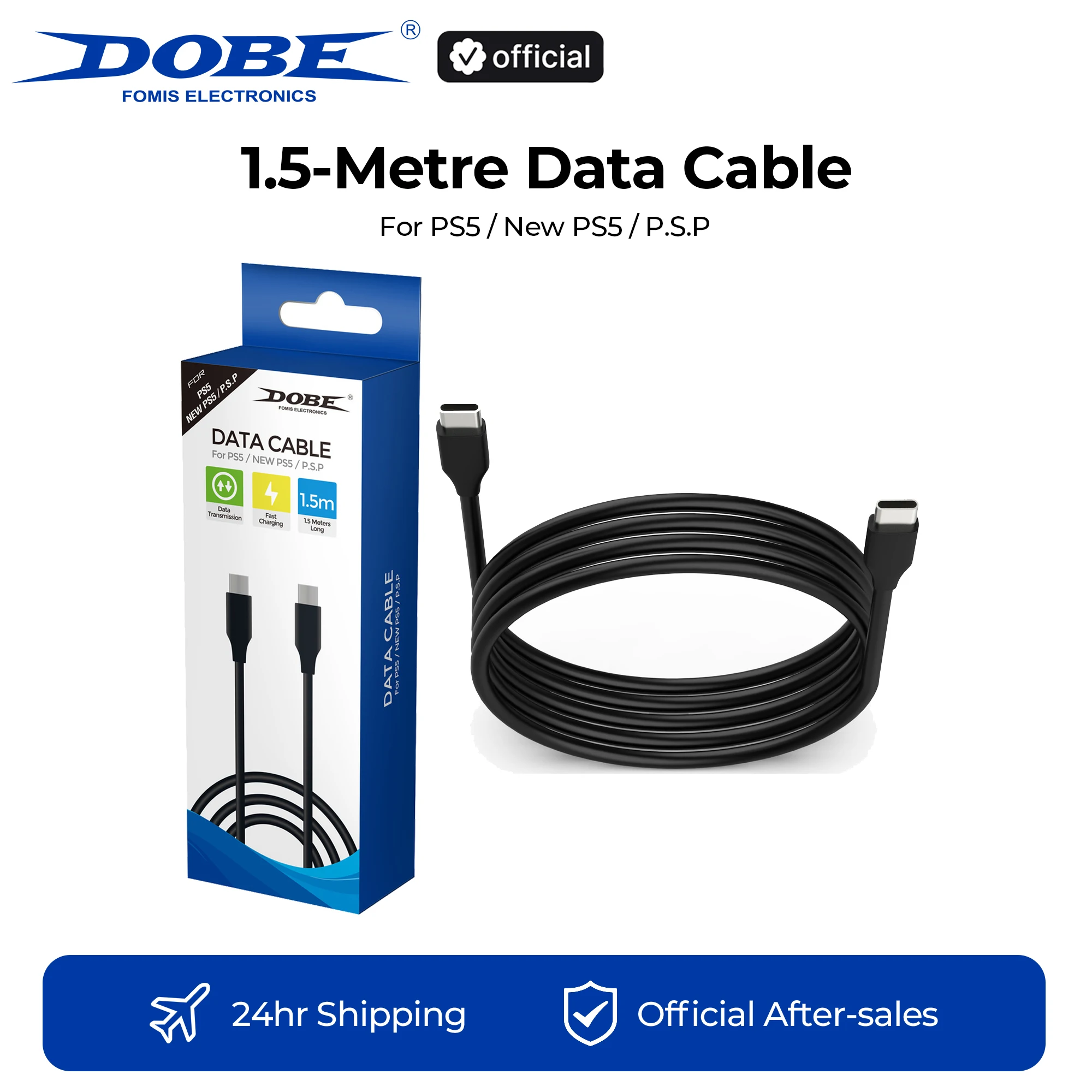 DOBE 1.5m Data Cable for PS Series Game Controller, Data Transmission, Charging Cable For P5/P5 Slim/P5 Pro/PSP, Type-C
DOBE 1.5m Data Cable for PS Series Game Controller, Data Transmission, Charging Cable For P5/P5 Slim/P5 Pro/PSP, Type-C