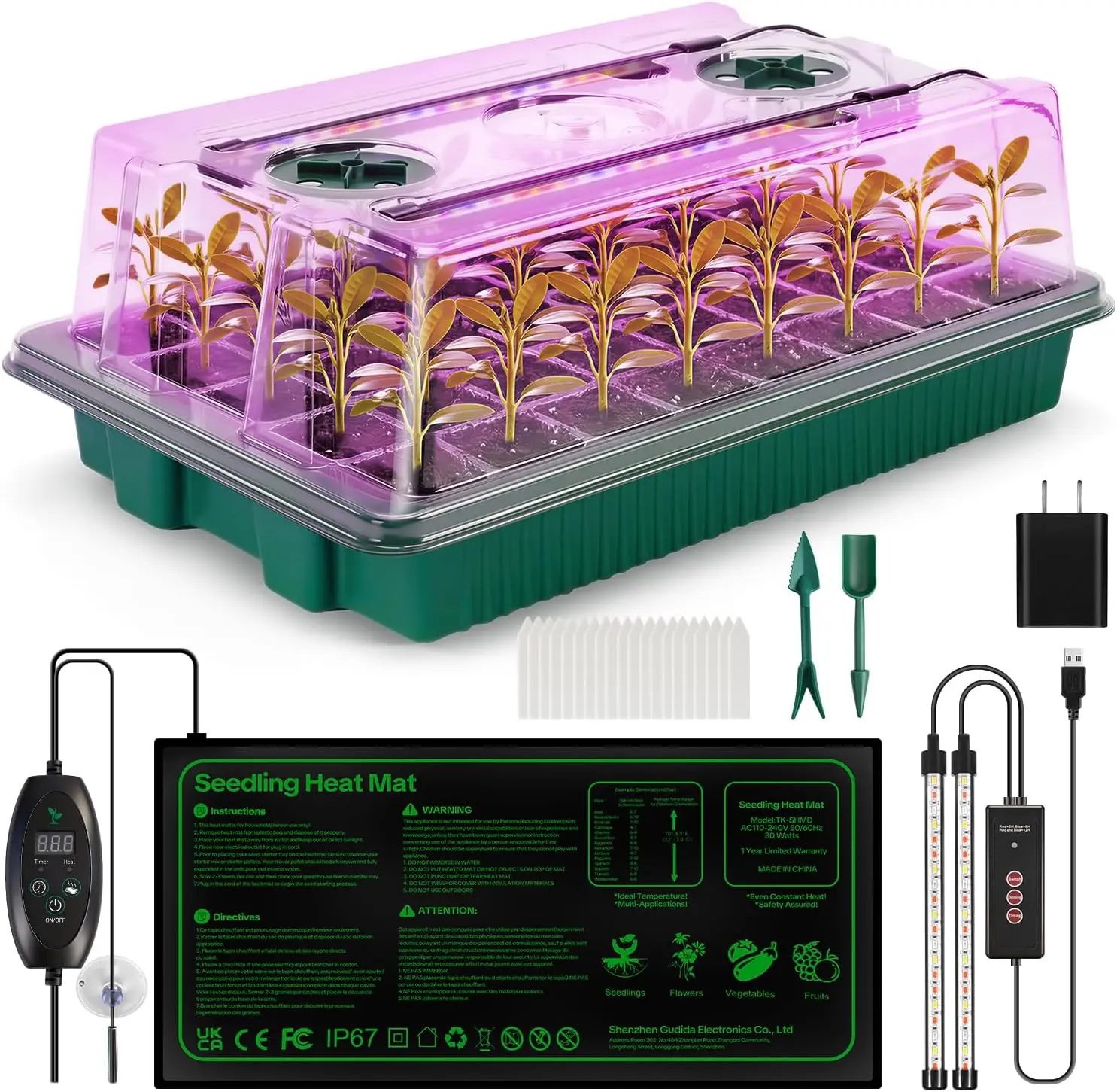 40-Cell Seed Starter Kit with Grow Light, Heating Mat & Digital Control, Humidity Dome for Indoor Planting
40-Cell Seed Starter Kit with Grow Light, Heating Mat & Digital Control, Humidity Dome for Indoor Planting