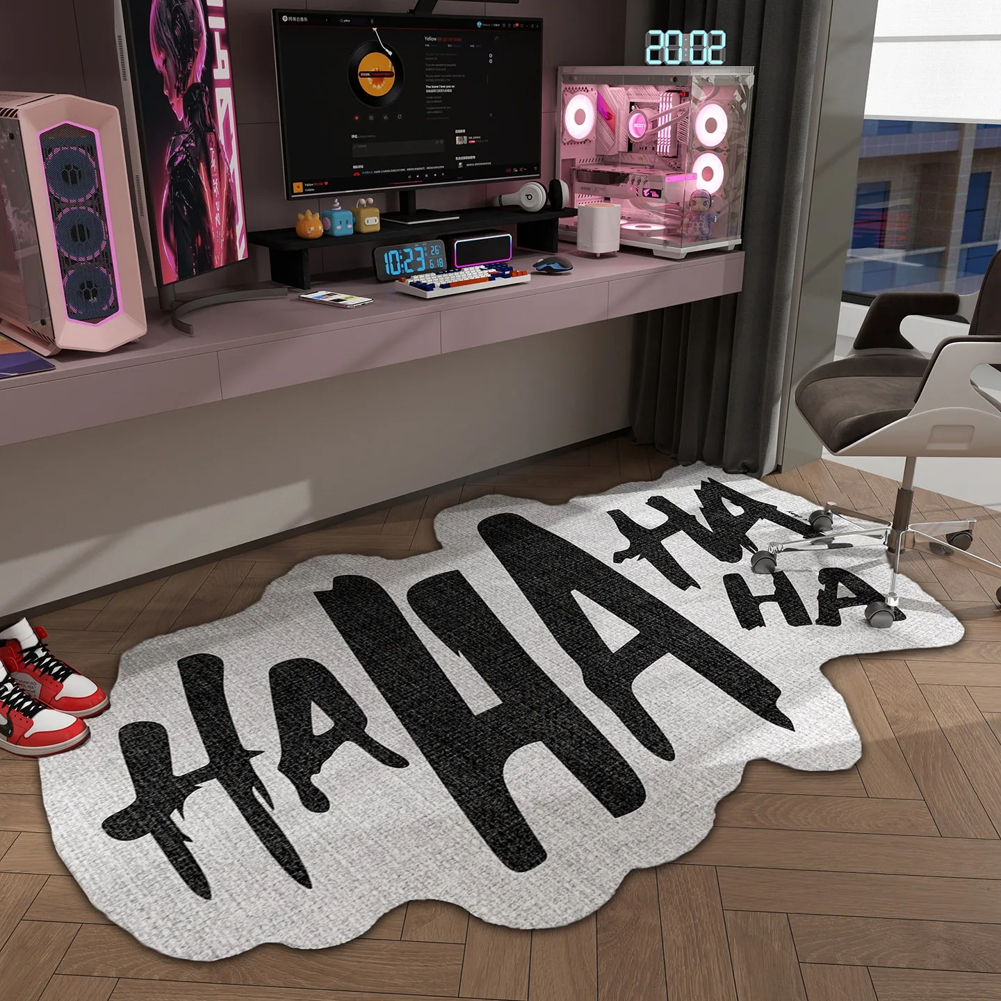 Bedroom Carpet Non-slip Stain-resistant Mat American Style Trendy HAHA Letter Pattern Rug Irregular Shaped Home Decorative Mats
Bedroom Carpet Non-slip Stain-resistant Mat American Style Trendy HAHA Letter Pattern Rug Irregular Shaped Home Decorative Mats