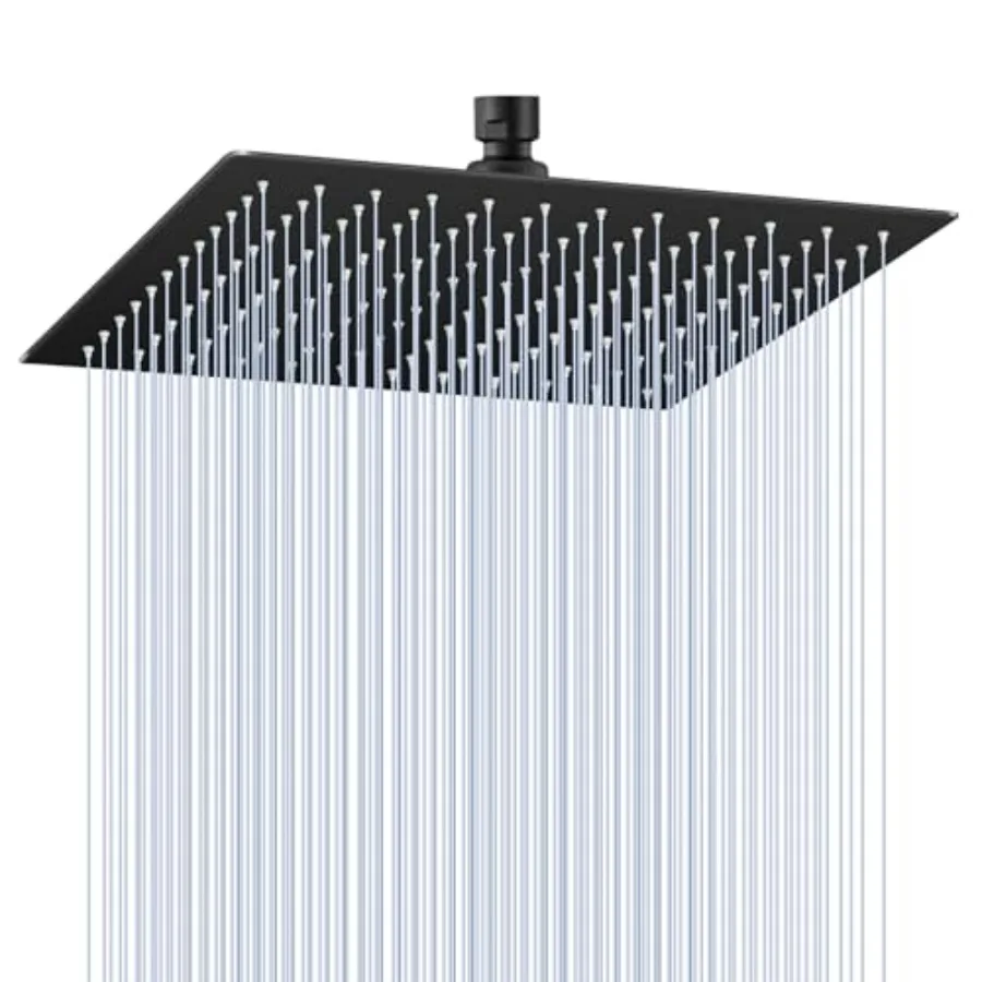 Matte Black Rain Shower Head - All Metal 304 Stainless Steel, Full Body Rafall Shower with 144 Silicone Nozzles - Showerheads C
Matte Black Rain Shower Head - All Metal 304 Stainless Steel, Full Body Rafall Shower with 144 Silicone Nozzles - Showerheads C