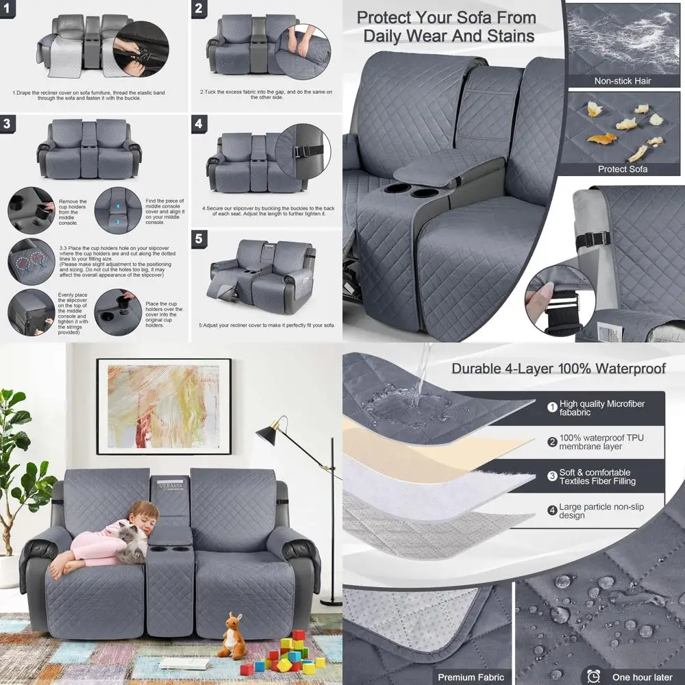 100% водонепроницаемый чехол для двухместного кресла-реклайнера, нескользящий чехол для дивана на 2 места, чехол для кресла-реклайнера с эластичными ремнями, серый
100% водонепроницаемый чехол для двухместного кресла-реклайнера, нескользящий чехол для дивана на 2 места, чехол для кресла-реклайнера с эластичными ремнями, серый