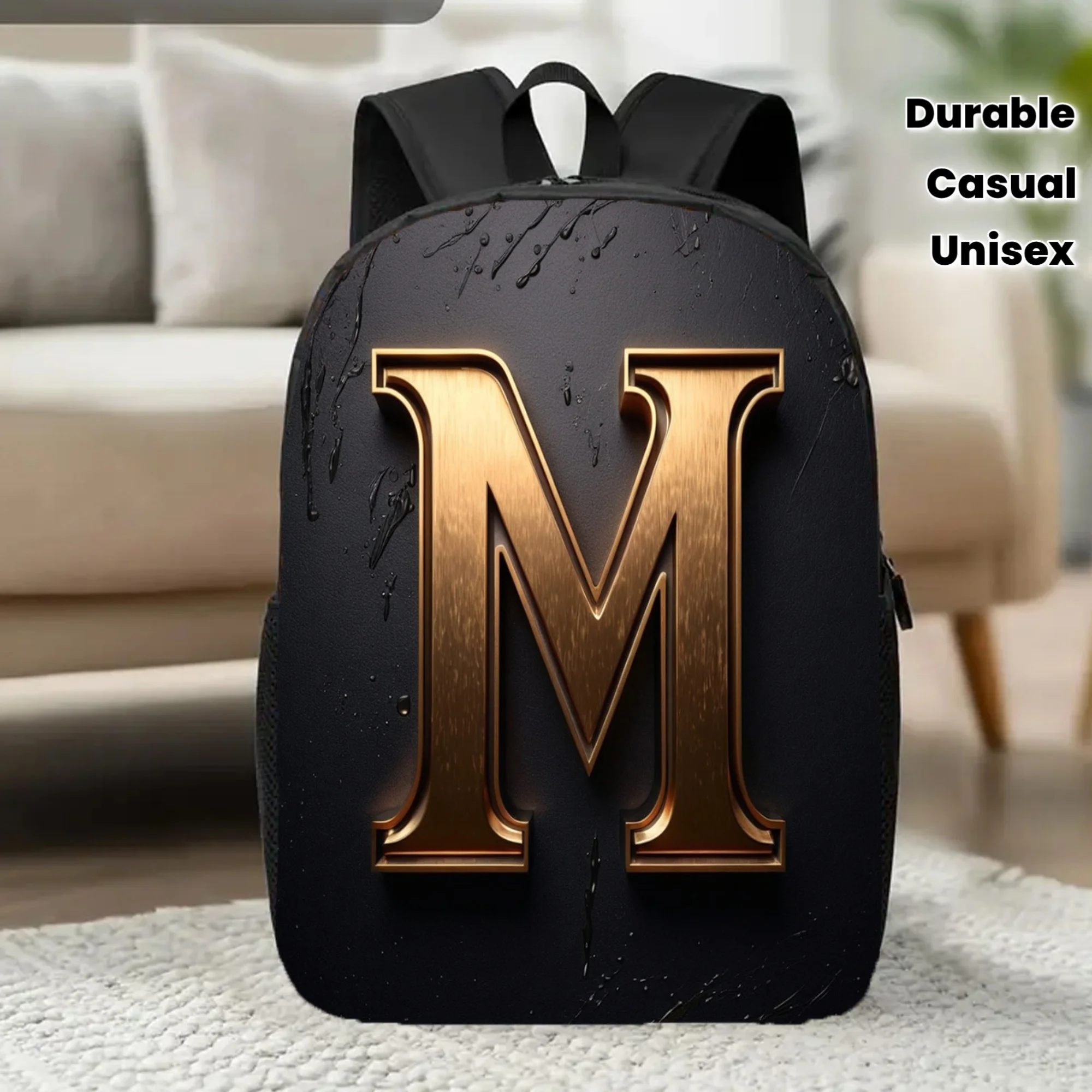 1pc, Metal Letter M Backpack, Large Capacity 17-Inch Casual Laptop Bag with Water Bottle Holder - Lightweight Durable School Bac
1pc, Metal Letter M Backpack, Large Capacity 17-Inch Casual Laptop Bag with Water Bottle Holder - Lightweight Durable School Bac