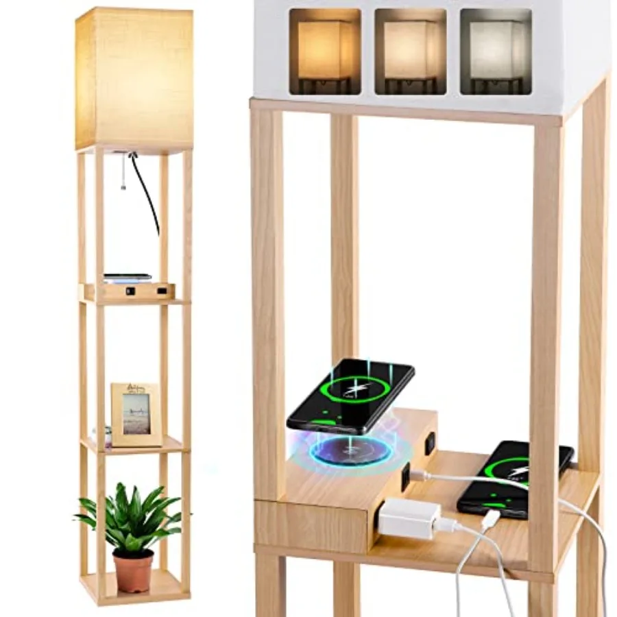 Floor Lamp with Shelves, Shelf Lamp with Wireless Charger and USB A+C Ports and 2 AC Outlets, 3 Color Temperature Corner Tall S
Floor Lamp with Shelves, Shelf Lamp with Wireless Charger and USB A+C Ports and 2 AC Outlets, 3 Color Temperature Corner Tall S