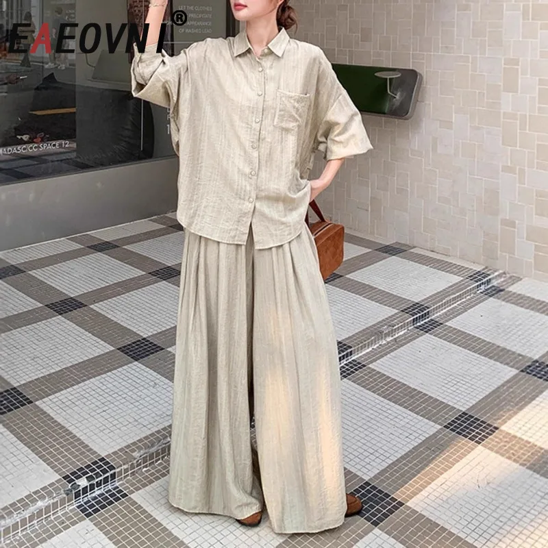 EAEOVNI повседневный однотонный комплект из 2 предметов, женская рубашка с длинным рукавом, топы, длинные брюки, широкие брюки, модная новая одежда
EAEOVNI повседневный однотонный комплект из 2 предметов, женская рубашка с длинным рукавом, топы, длинные брюки, широкие брюки, модная новая одежда