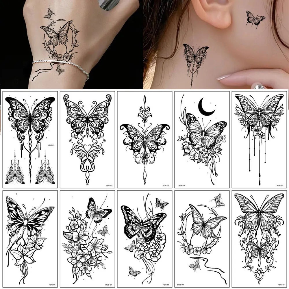 10pcs Waterproof Tattoo Stickers Butterfly Flower Snake Fake Tattoo Temporary Tattoos for Hand Body Decoration
10pcs Waterproof Tattoo Stickers Butterfly Flower Snake Fake Tattoo Temporary Tattoos for Hand Body Decoration
